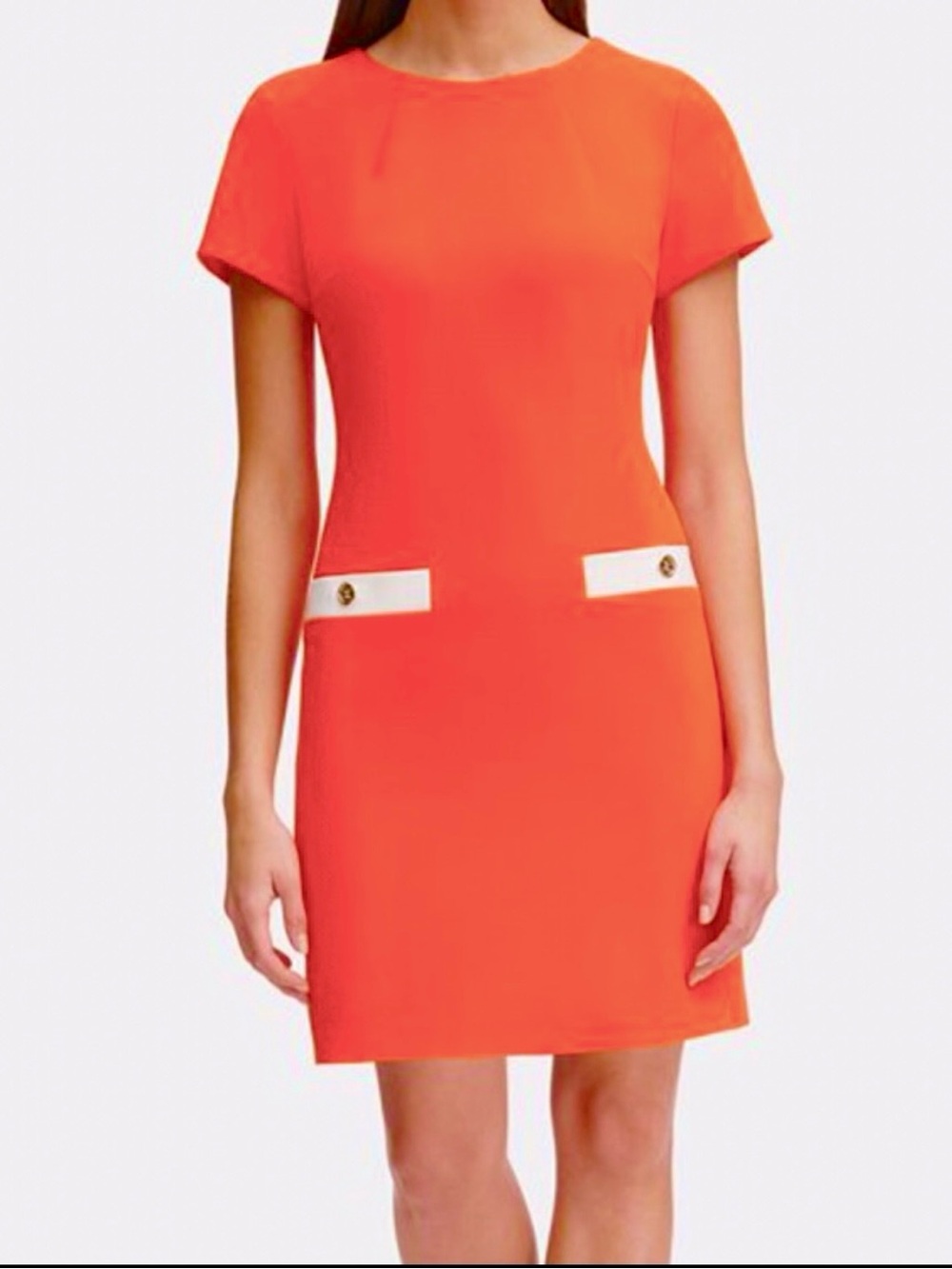 Tommy Hilfiger Orange Faux Pocket Shift Dress Size 12